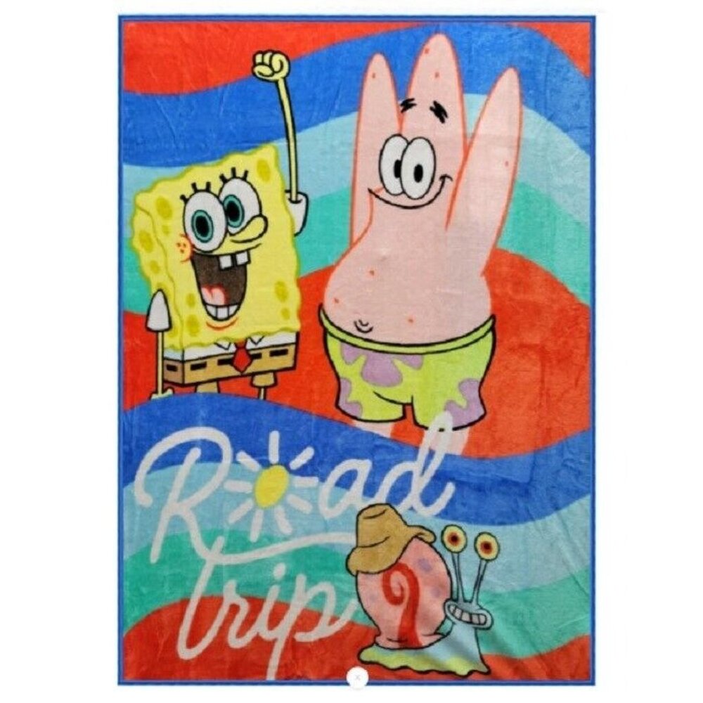 New Spongebob Squarepants Plush Fleece Throw Gift Blanket Patrick Cartoon SOFT